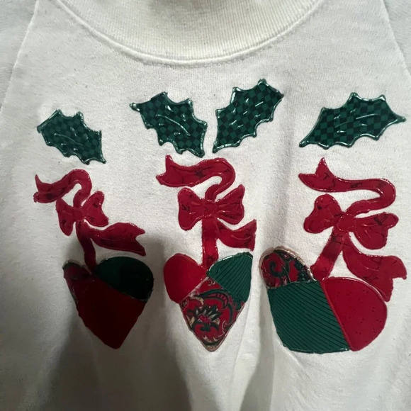 Vintage Fruit Of The Loom Ladies Large Christmas Sweatshirt Cotton/Polyester Bl - Picture 2 of 5